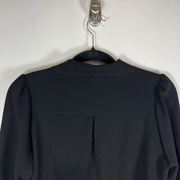 Sezane Abelia Blouse Black Wrap Style V-Neck Top Size 36 US 4 Lace Cuff Feminine - Picture 9 of 10